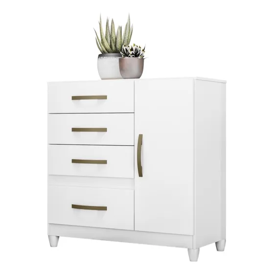 Comoda Sapateira Com Pes 4 Gav 7070 Branco Flex Moval