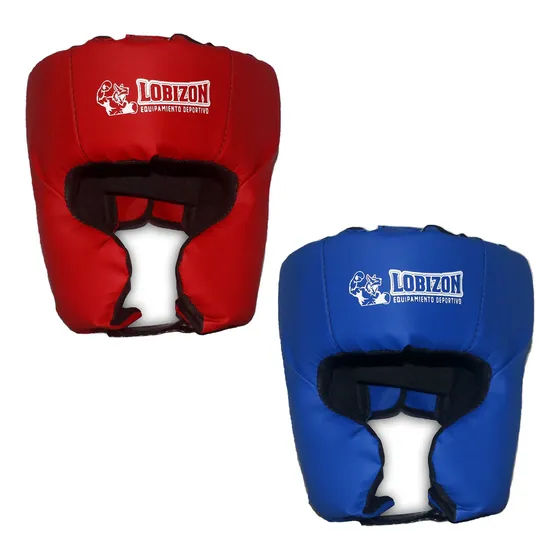 Combo Protector Cabezal Azul Y Rojo Pomulos Sparring Boxeo