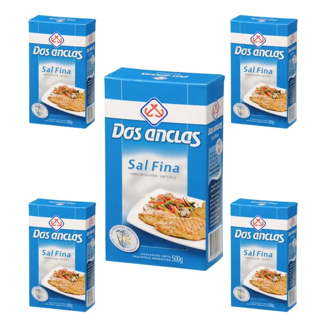 Sal Fina Dos Anclas Estuche 500g Pack 5 Unidades