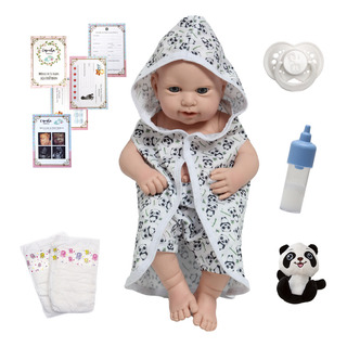 Boneco Reborn Príncipe Saída De Banho Panda Carequinha Fofo Boneco Reborn Príncipe Saída De Banho Panda Carequinha Fofo