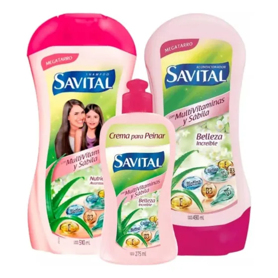 Shampoo + Acondicionador + Crema De Peinar Savital
