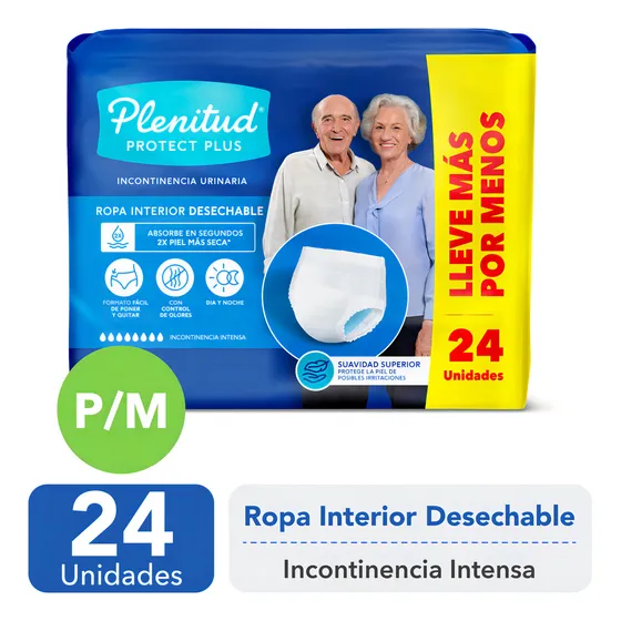 Ropa Interior Desechable Plenitud Inc. Fuerte Talla P/M 24 unidades