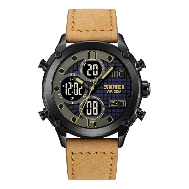 Reloj De Acero Inoxidable Y Cuero Casual Original Skmei 1975