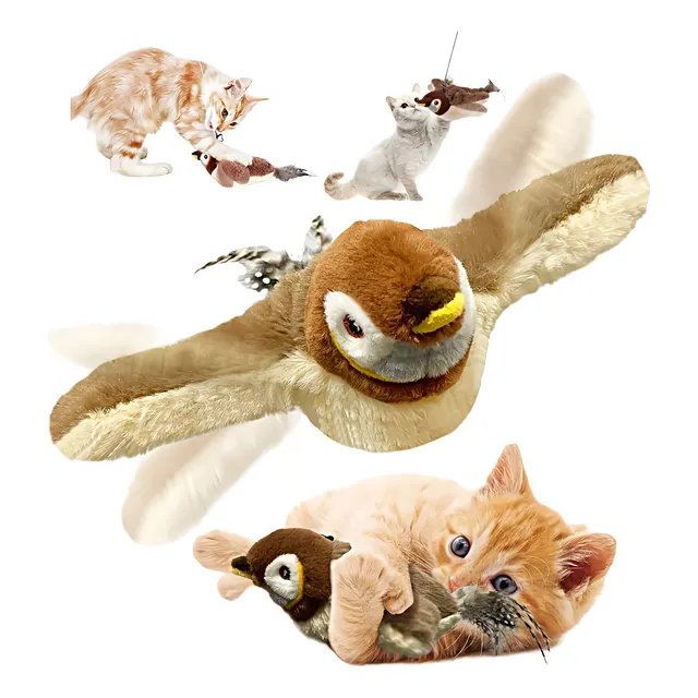 Juguete Pájaro Gatos Volador Recargable Interactivo Electrón