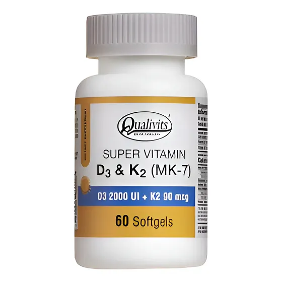 Vitamina D3 2000 Ui + K2 Mk-7 90 Mcg X 60 Cápsulas Qualivits Sabor Natural | Cuotas sin interés