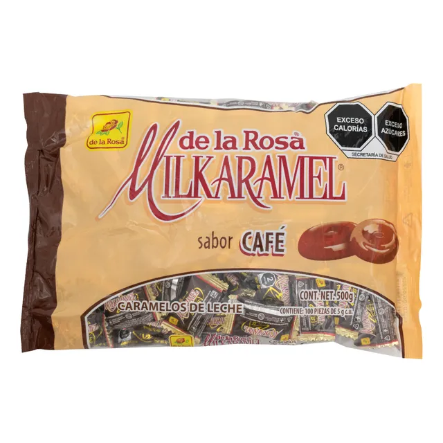 Milkaramel Café De La Rosa 100 Piezas Caramelos De Leche Sabor Café Dulce Suave Tradicional Mexicano Centro Cremoso Ideal Para Compartir Bolsa Sellada Alta Calidad y Larga Duración