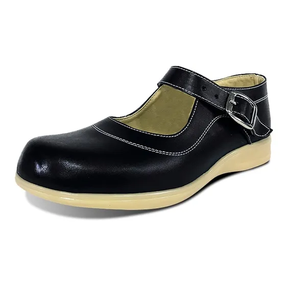Zapato Mafalda Hebilla En Cuero Para Niña Colegial Elegante