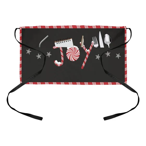 Candy Delantal Camarera Diseño Copo Nieve Navidad 3 Rojo