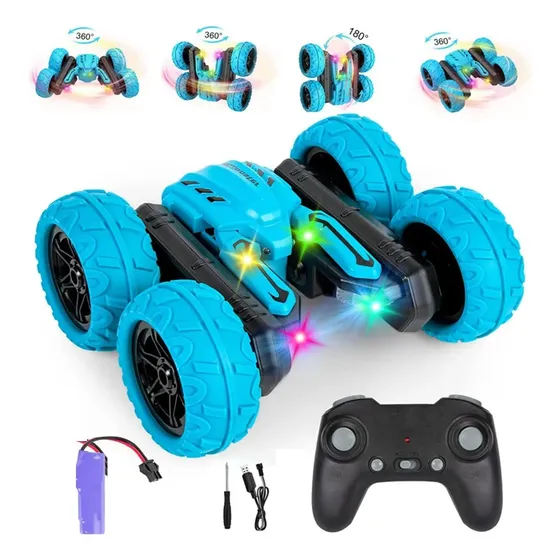 Auto Stunt Car Luces Control Remoto Acrobatico 360 Doble Color AZUL - 270011 | Cuotas sin interés