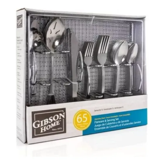 Juego De Cubiertos Gibson 65 Pzas Color Plata