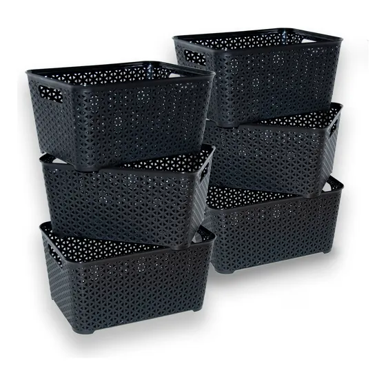 Canasto/cesto Organizador Plastico Ratán Chico X6 Colombraro