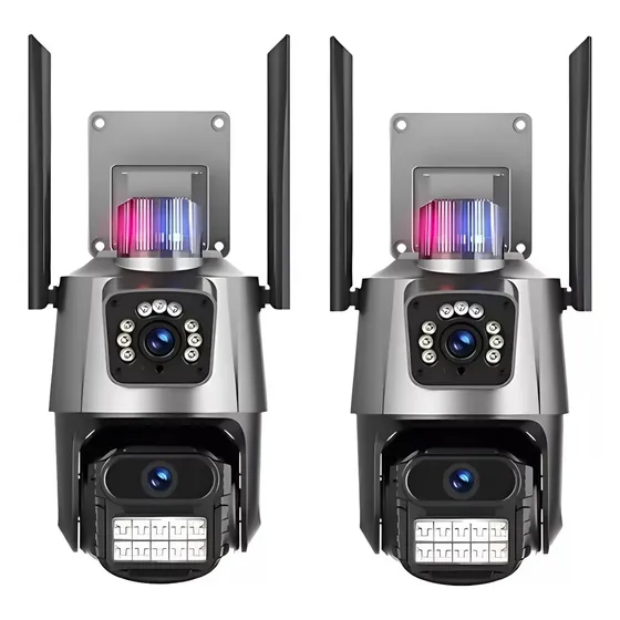 Kit 2 Câmera Segurança Ip Wifi P11-qq6 Lente Dupla 6mp App Icsee Cor Preto