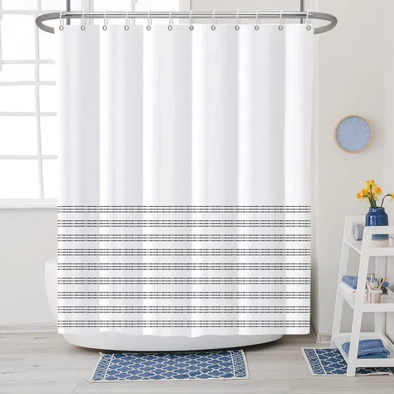 Cortina Ducha Larga Raya 72 X 72  Baño Rustica Tela Cuadro