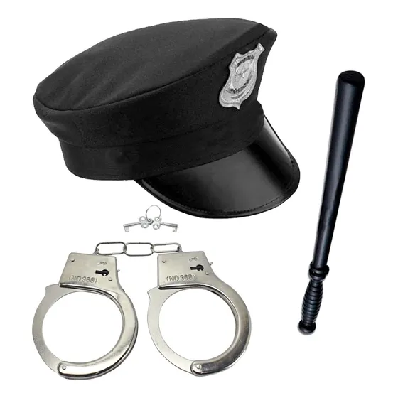 Fantasia Policial Quepe Algema Cassetete 3pçs Infantil