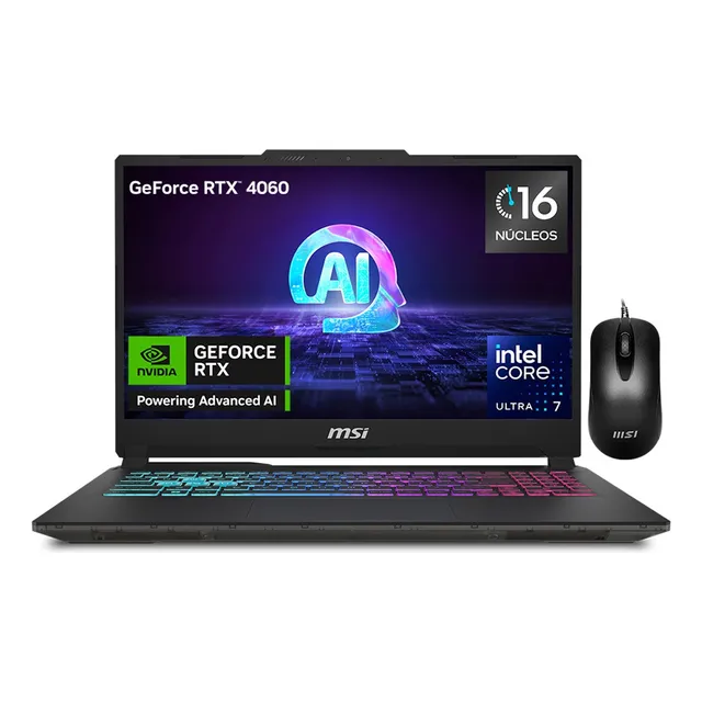Laptop Gaming CYBORG 15.6 pulgadas 16gb 512gb Rtx4060 Negro Msi