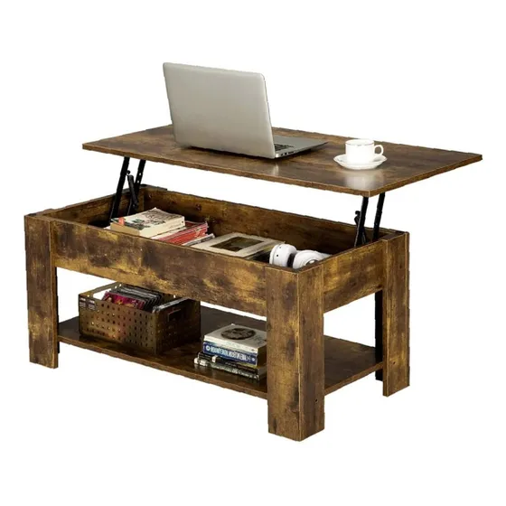 Mesa De Centro Elevable De Madera Con Compartimento Oculto Color Marrón