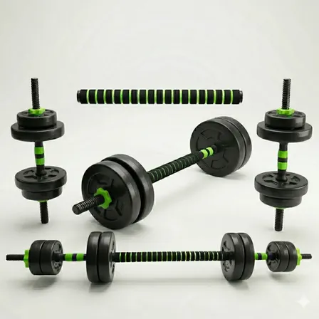 Kit 40 kg Mancuernas Y Barra Ajustable Regulable A Rosca + 40 Kg. Negro
