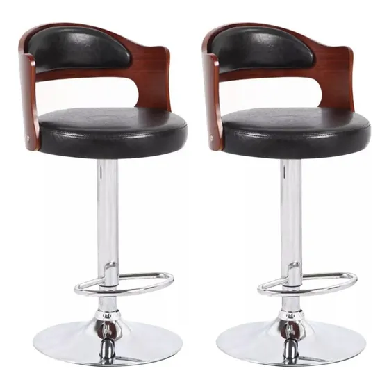 Pack 2 Sillas Piso Bar Taburete Regulable Madera/ecocuero