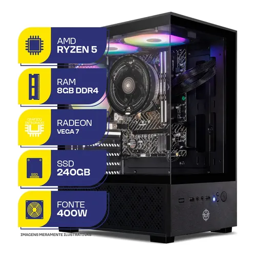 Pc Ryzen 5 5600g 16gb Ram Ssd 480gb Vega 7 |jogo E Trabalho 16 Gb