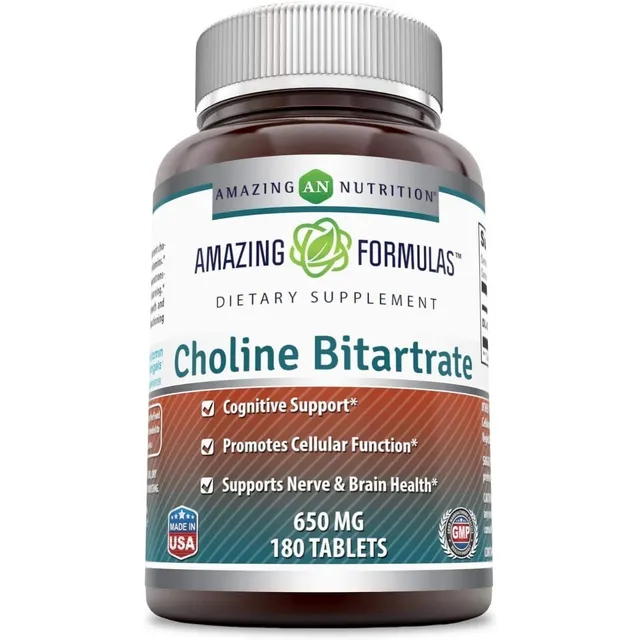 Colina Choline Cholina Bitartrade 180tabs Original De Eeuu 