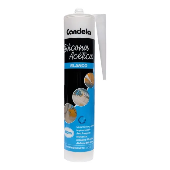 Sellador De Silicona Acética 280grs Blanco Candela 7574