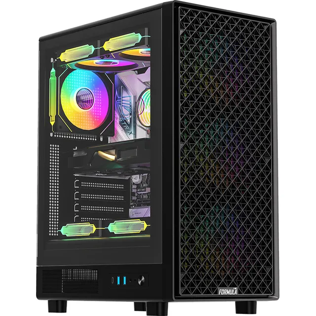 GABINETE GAMER FORMULA V LINE MANA DYNAMIC BLACK 4 FAN FRGB COLOR NEGRO