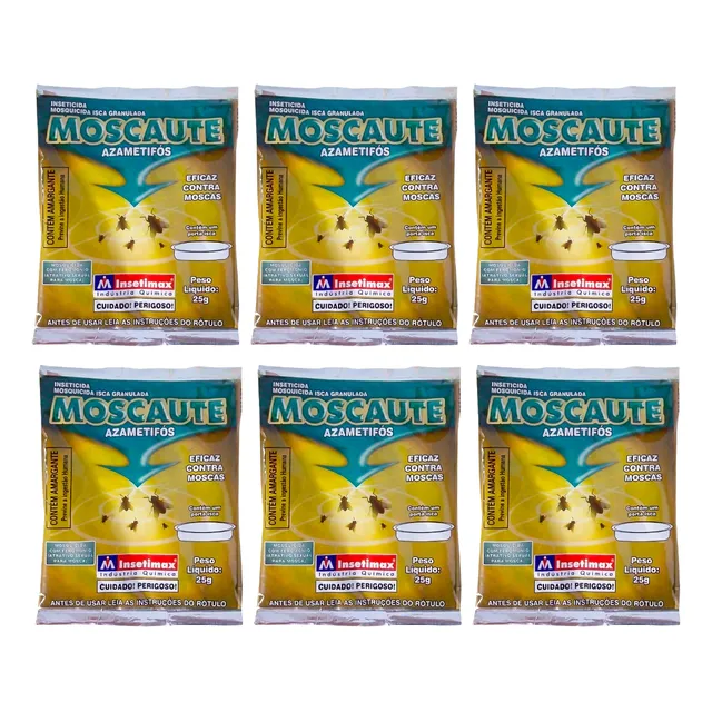 Moscaute Mosquicida Isca Granulado Mata Mosca Kit Com 6 Und