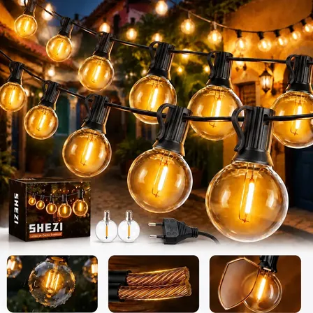 30m 50+2 Lâmpadas Led Varal De Luzes Decoração Festa Jardim Preto 220v