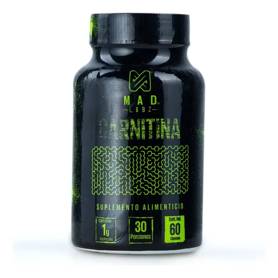 Carnitina Quemador de Grasa Mad Labz 60 Cápsulas 500mg Sin Sabor MDN Sports