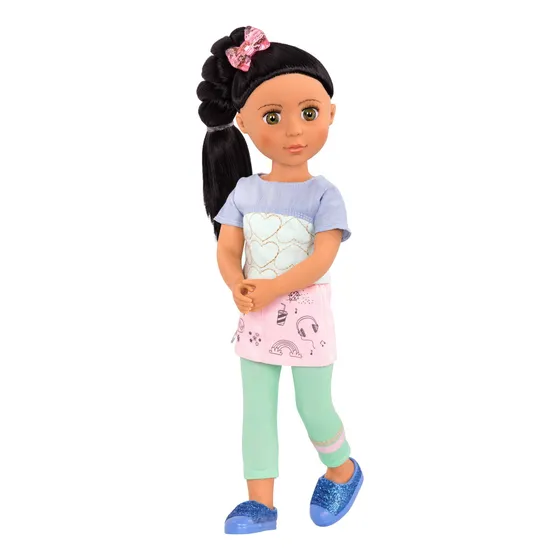 Muñeca Moderna Con Purpurina Para Niñas Soo Ji, 35 Cm, Con R