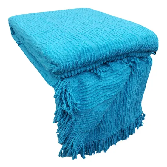 Colcha Chenille Solteiro Malha Em Algodão Colonial Premium