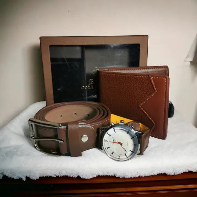 Juego De Cinturon, Billetera Y Reloj Ejecutivo Para Hombre
