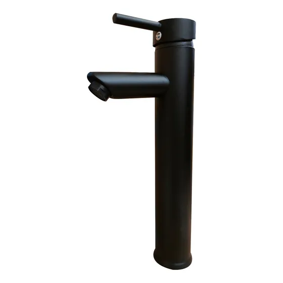 Solana Grifo Monomando Redondo 29cm de Acero Inoxidable Modelo Luxuria Plus Color Negro Para Agua Caliente / Fría Llave Mezcladora De Baño O Cocina Ajuste Universal Para Ovalin Y Lavabos