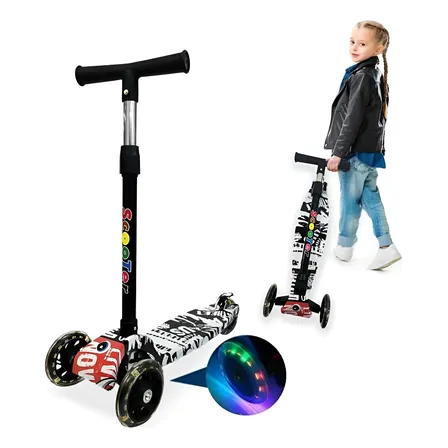 Scooter Monopatin Desmontable 3 Ruedas Con Luces Ajustable Gris Grafiti