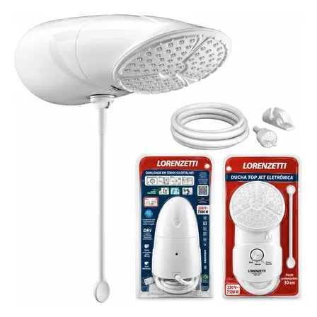 Chuveiro Ducha Top Jet Eletrônico - Lorenzetti Branco 127v 5500w