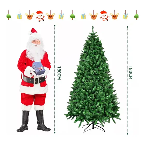 Kwalux PVC-A02 1.8 Metros Árbol de navidad artificial 800 Ramas Árbol Navideño Verde pinos navideños decorados