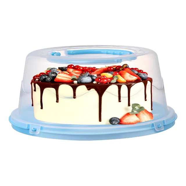 Panera Con Tapa Agarradera Pastel Pan Contenedor Multiusos Azul Lisa