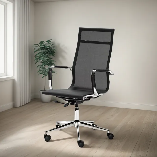 Sillón Lucania Mesh Cromado Ergonómico Con Relax