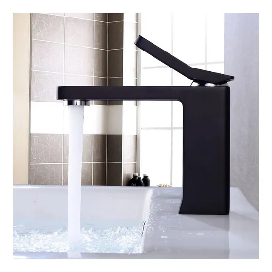 Grifo Lavabo Blanco Negro Mezclador Alto Baño Grua Laton