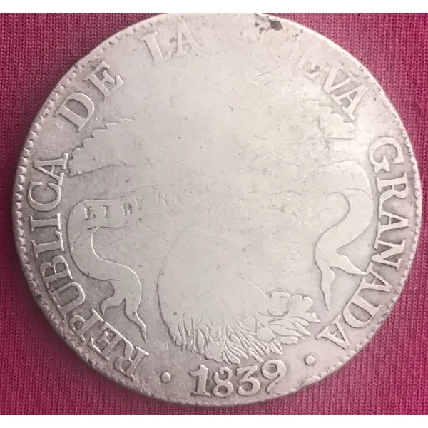 Moneda Colombia 8 Reales 1839 Republica De La Nueva Granada