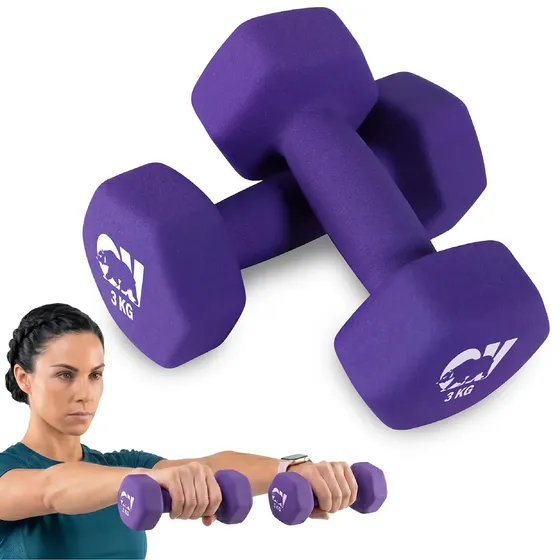 Mancuernas Hexagonales 3kg Neopreno Overfit Pesas De 3kg Fitness Pack X2