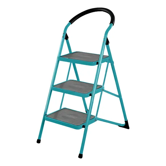 Escalera Tubular De Acero 3 Pasos Soporta 150kg Total Color Turquesa | Cuotas sin interés