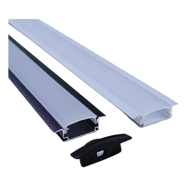 Kit Perfil De Embutir 24mm  Aluminio Para Fita Led 2 Metros