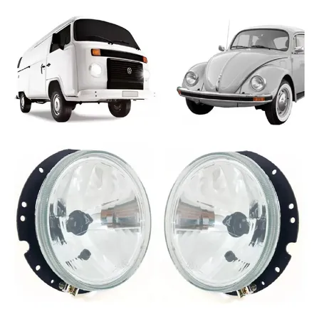 Par Farol H4 Fusca Lente Lisa 76/97 Kombi 78/13 Vidro Plano