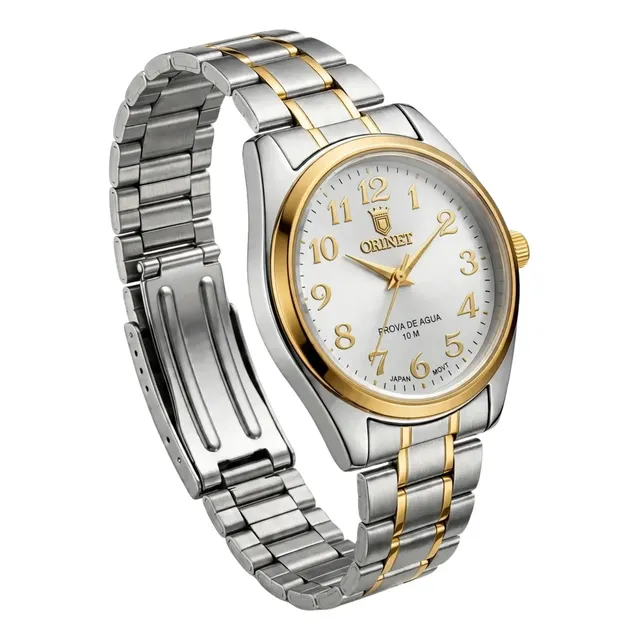 Relógio Orinet Aqualand Luxo Prova D'água Navimoney Cor da correia Dourado/Prateado-Gold