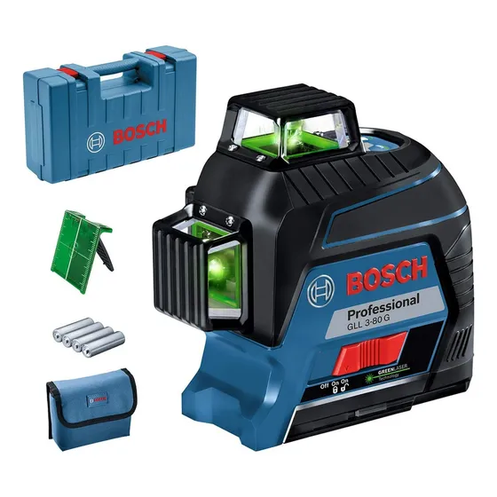 Nivel láser verde Bosch GLL 3-80 G 120mt, 360º, en maletín