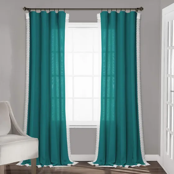 Cortinas Rústicas Turquesa 54x95 Para Sala Comedor Dormitori