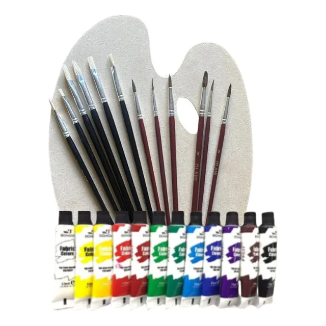 Kit De Paleta Oleo Pintor Pinceles 12 Acrilicos
