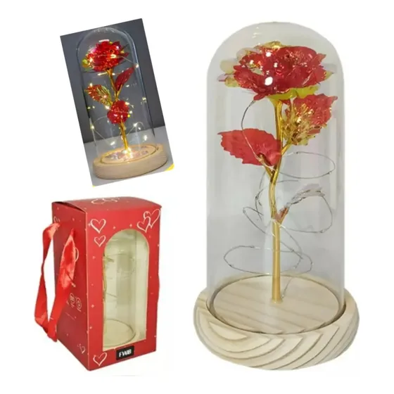 Luminaria Rosa Encantada Bela E A Fera  Cúpula/redoma Led