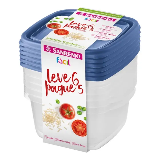 6 Potes Plasticos Congelar Feijão Geladeira Freezer 800ml
